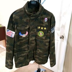 Built in flex stowaway Hood Camo Military Jacket